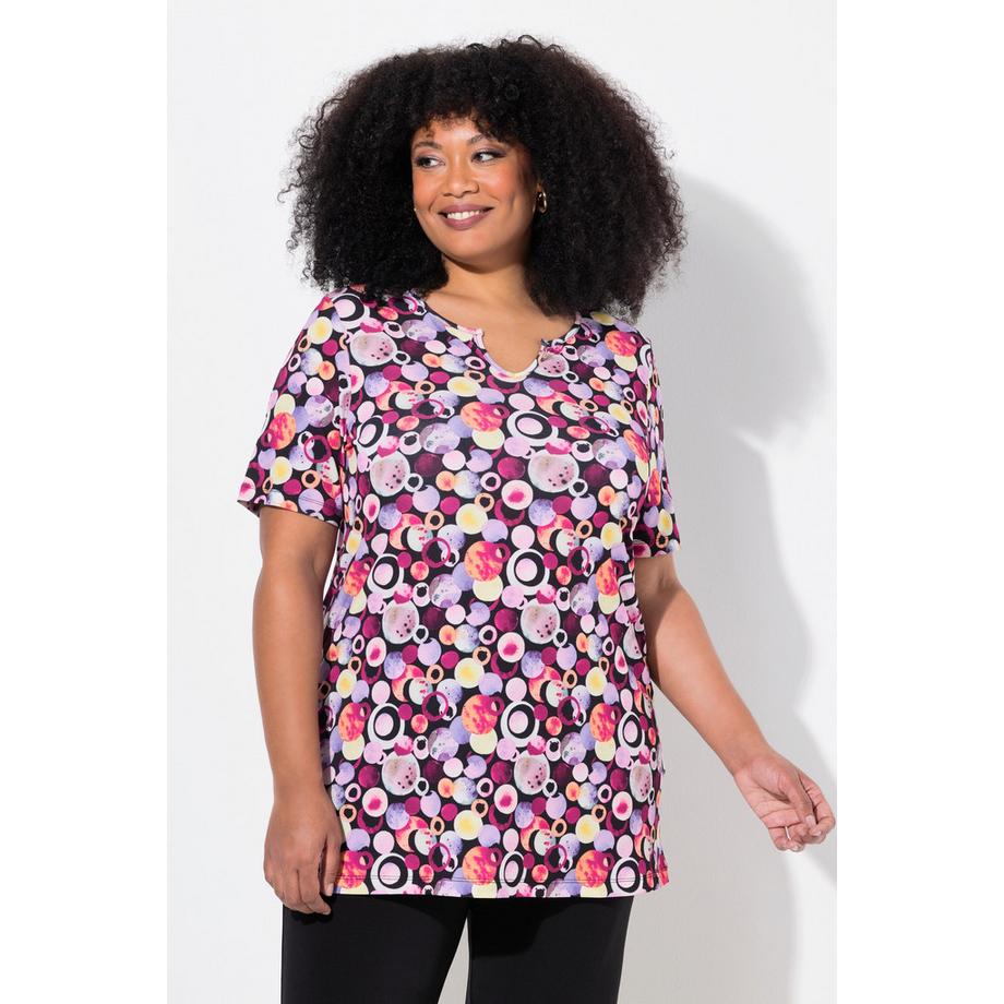 Ulla Popken A-Linie Tunika-Ausschnitt Halbarm Longshirt  