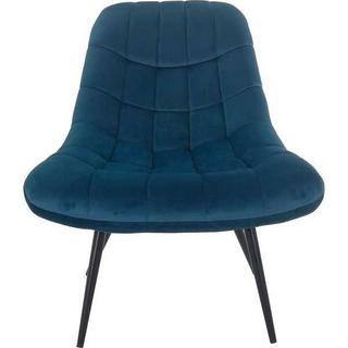 mutoni Fauteuil XXL velours bleu pieds métal noir  