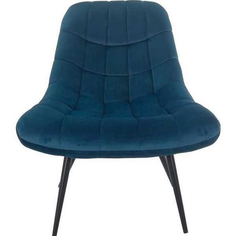 mutoni Fauteuil XXL velours bleu pieds métal noir  