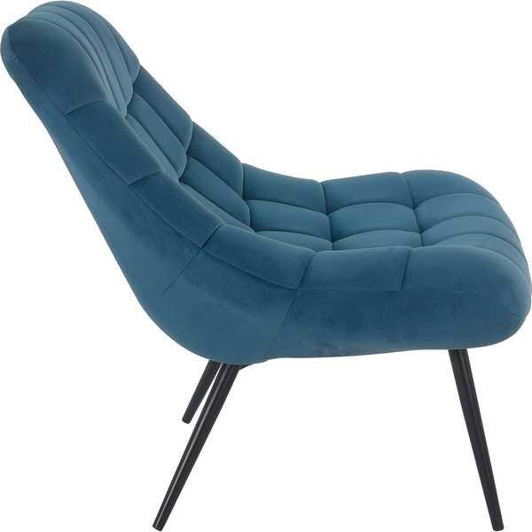 mutoni Fauteuil XXL velours bleu pieds métal noir  