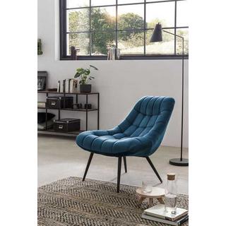 mutoni Fauteuil XXL velours bleu pieds métal noir  