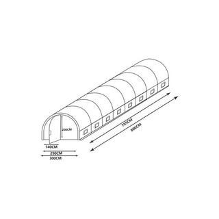 Vente-unique Serra a tunnel con struttura in Acciaio e porta 24 m² L300 x l800 x H200 cm - ALOCASIA  