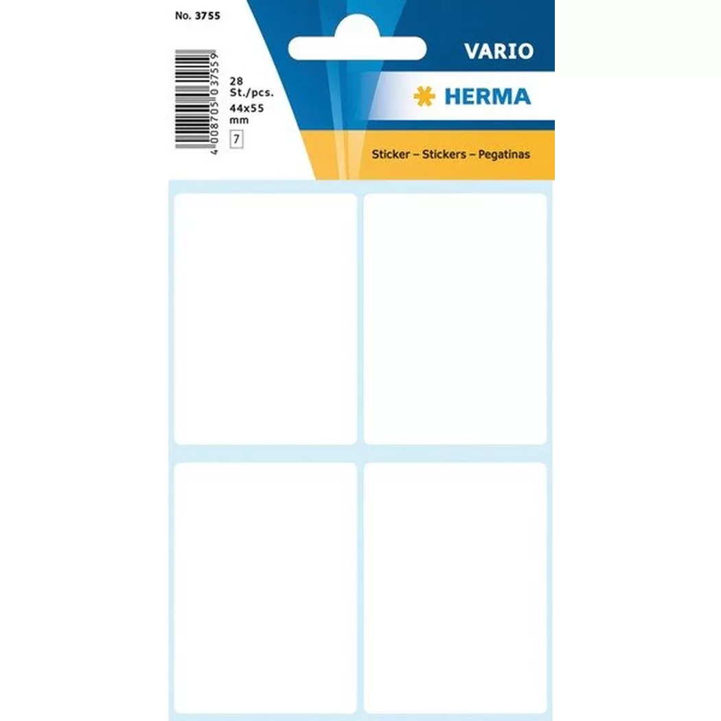 HERMA – Etiketten 40×55mm 3755 weiss 28 Stück, One Size