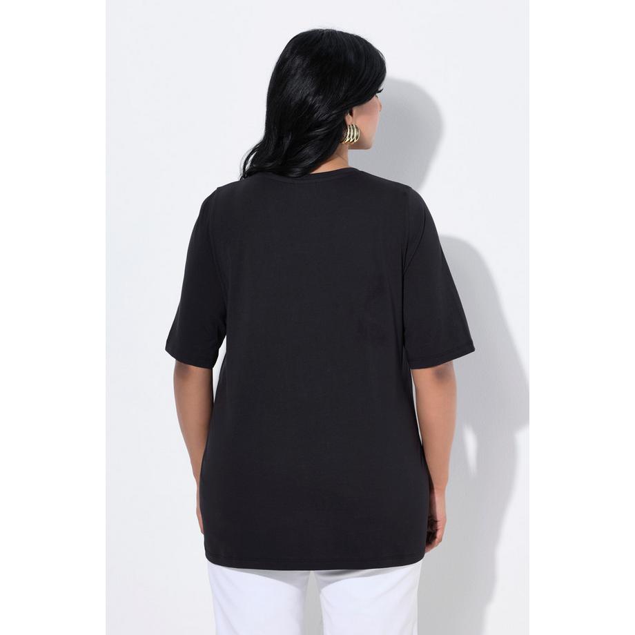 Ulla Popken Classic Pailletten Rundhals Halbarm T-Shirt  