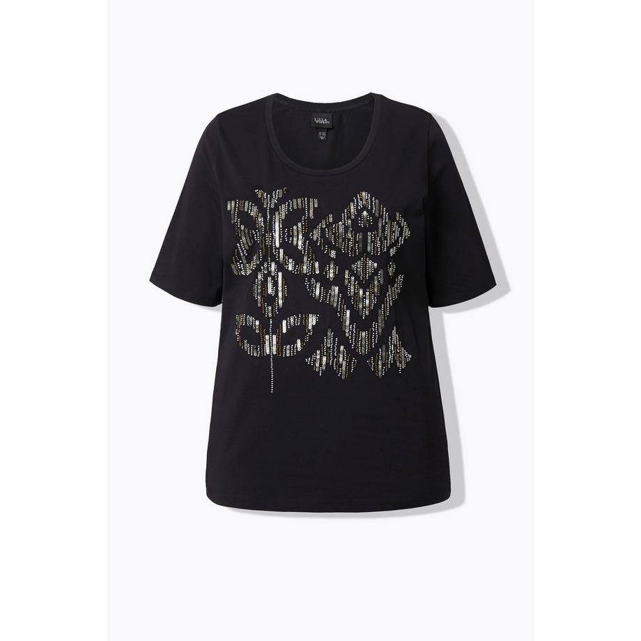 Ulla Popken Classic Pailletten Rundhals Halbarm T-Shirt  