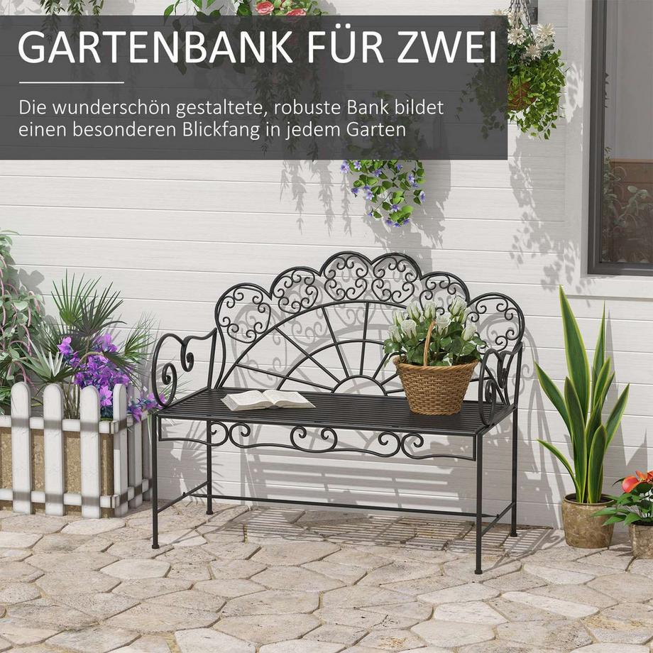 Northio Gartenbank Parkbank Sitzbank Bank Gartenmöbel 2-Sitzer Metall  