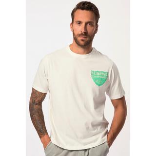 JP1880  T-shirt manches courtes, col rond et imprimé sur la poitrine blanc cassé 