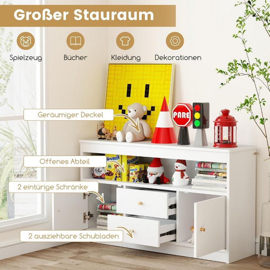 Northio Spielzeugschrank aus Holz mit Schubladen und Türen  