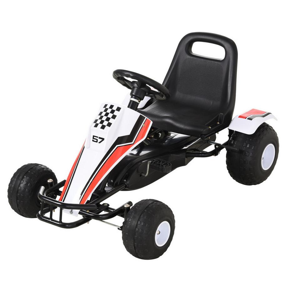 Northio  Go Kart Pour Enfants Voiture À Pédales Avec Pédales Et Freins, Construction En Acier, Blanc, 104X66X57Cm, Pour 3-8 Ans 