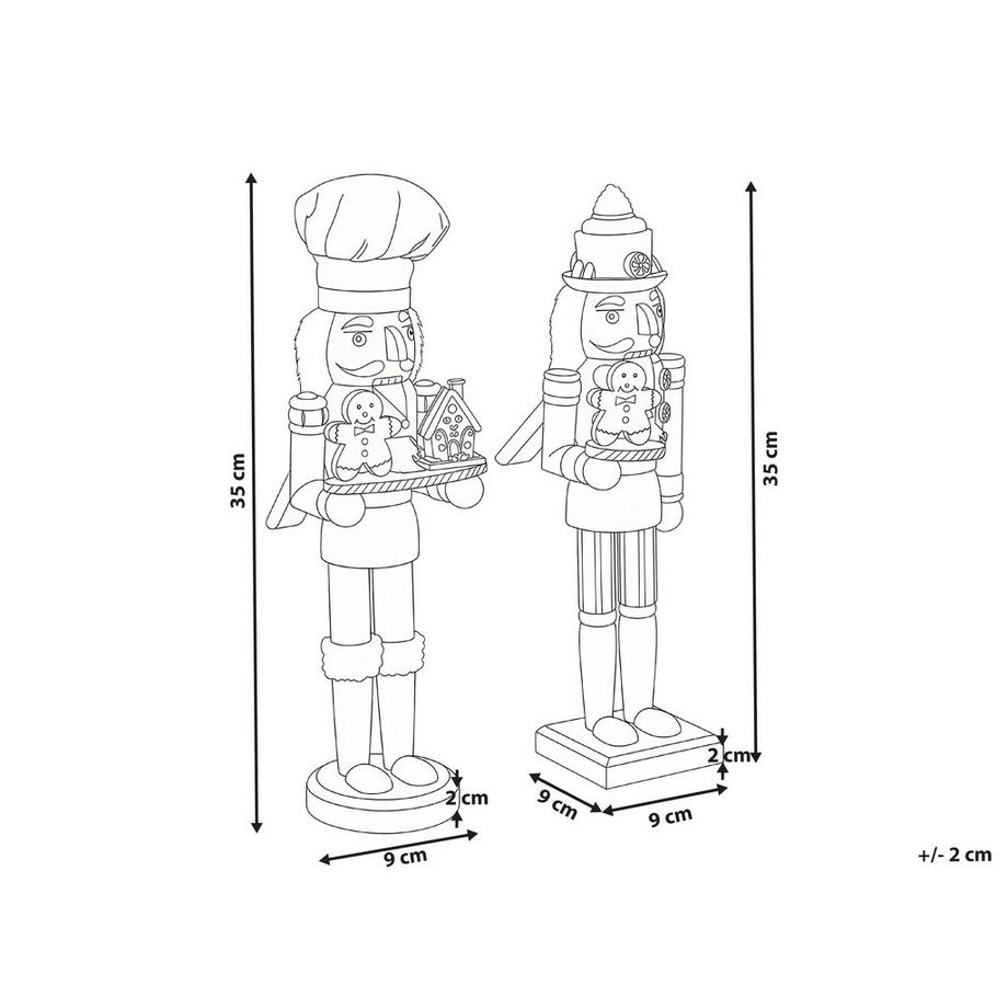 Beliani Dekofiguren 2er Set aus Kiefernholz Klassisch BODSJON  