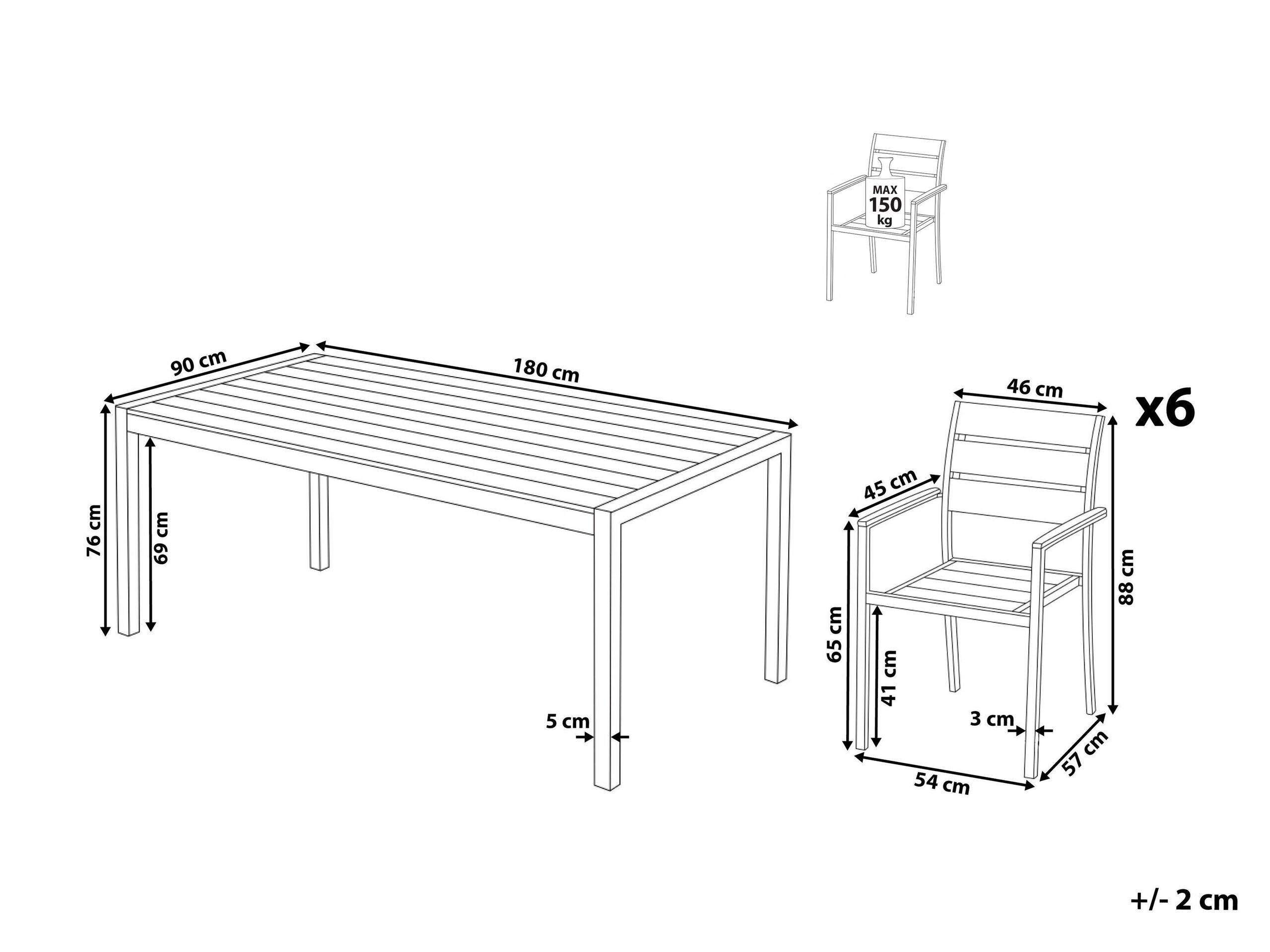 Beliani Set da pranzo da giardino en Legno plastico Industriale VERNIO  