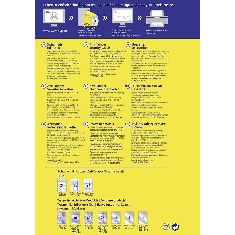 Avery-Zweckform Etiquette de sécurité  