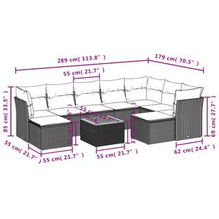 VidaXL Ensemble de canapés de jardin rotin synthétique  