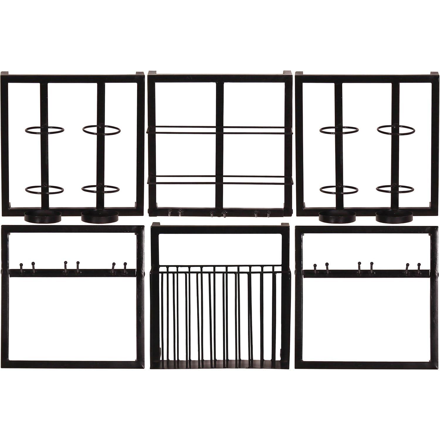 Image of Wandregal Cotry antikschwarz 120x60x60 (6-tlg) Wandregal Cotry antikschwarz 120x60x60 (6-tlg)