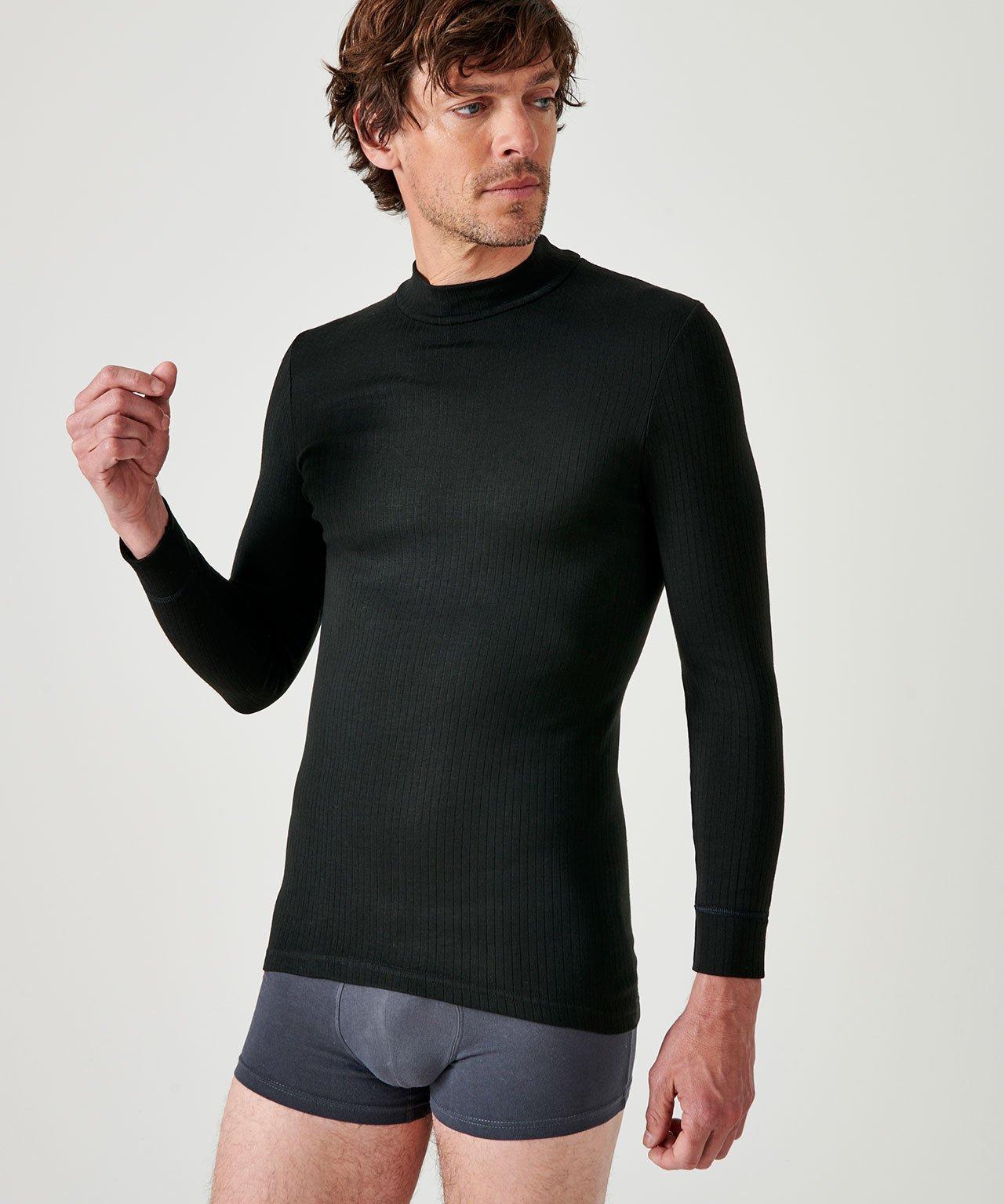 Image of T-shirt Mit Stehkragen. Herren Schwarz L