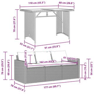 VidaXL Ensemble de salle à manger de jardin rotin synthétique  