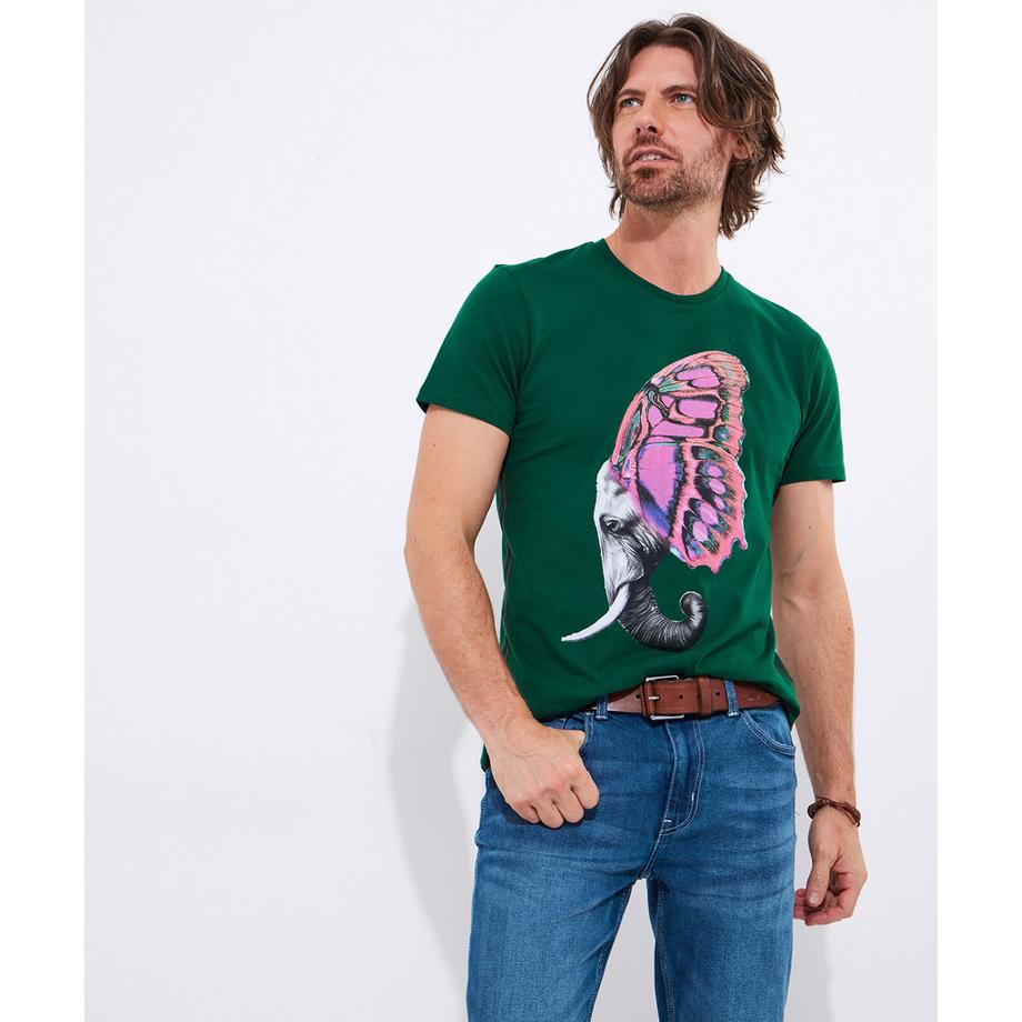 T-Shirt Graphique Éléphant et Papillon
