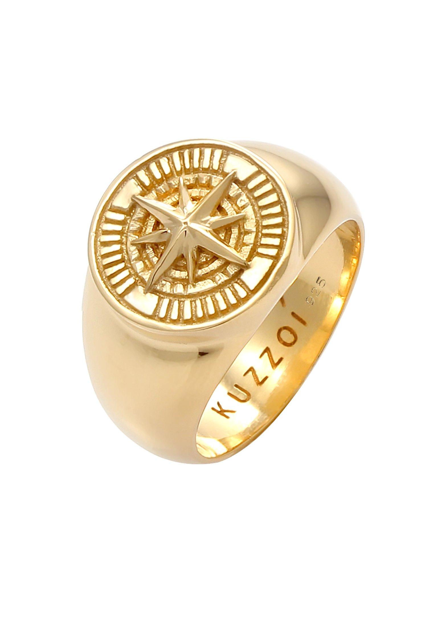 Image of Ring Siegelring Kompass Maritim 925 Silber Damen Gold 64mm