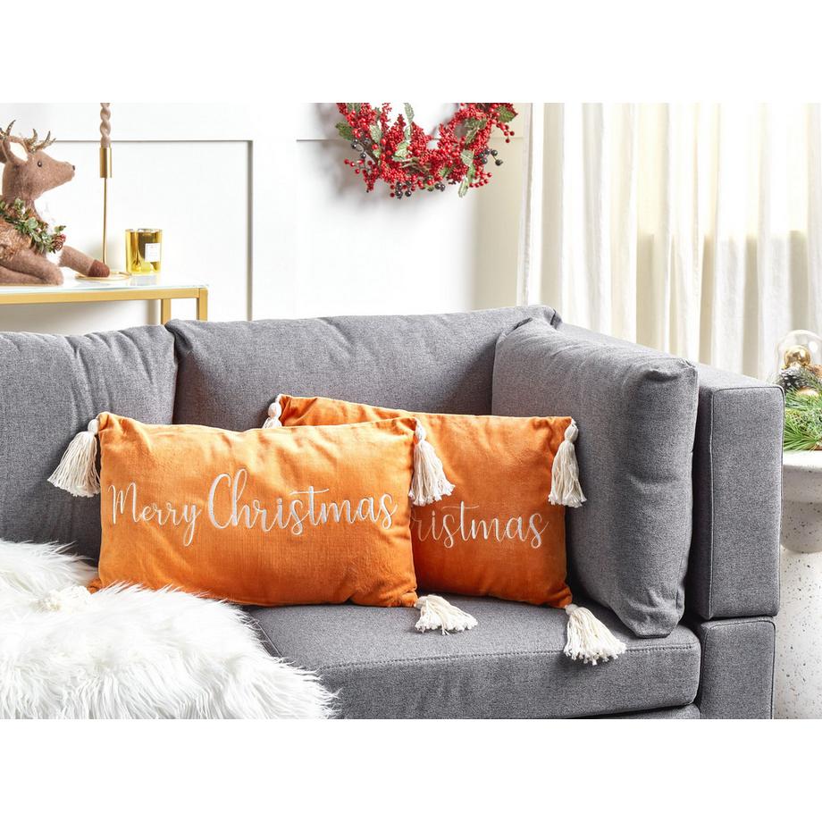 Beliani Lot de 2 coussins décoratifs en Velours  LITHOPS  