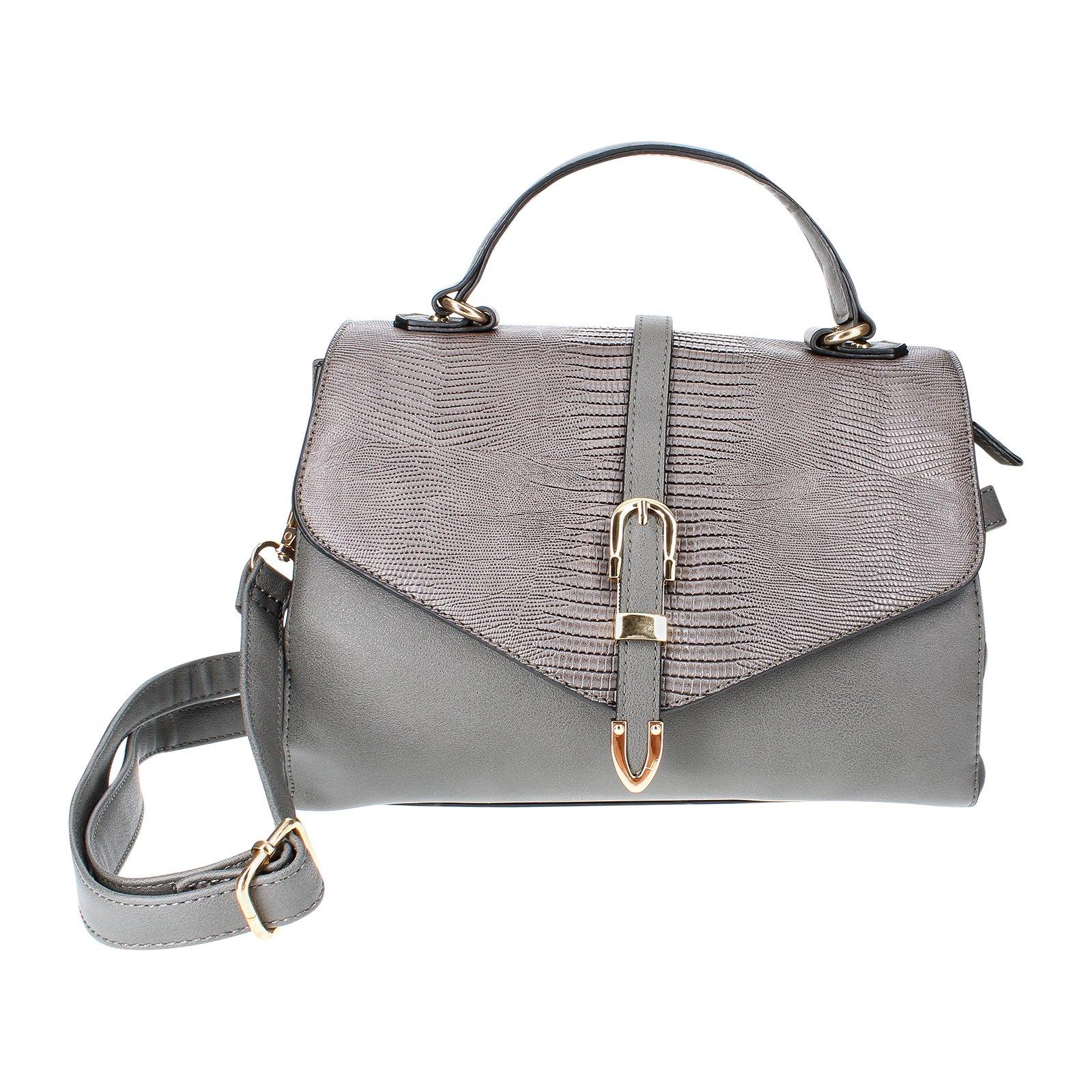 Image of Gold Buckle Krokodil Handtasche Damen Grau ONE SIZE