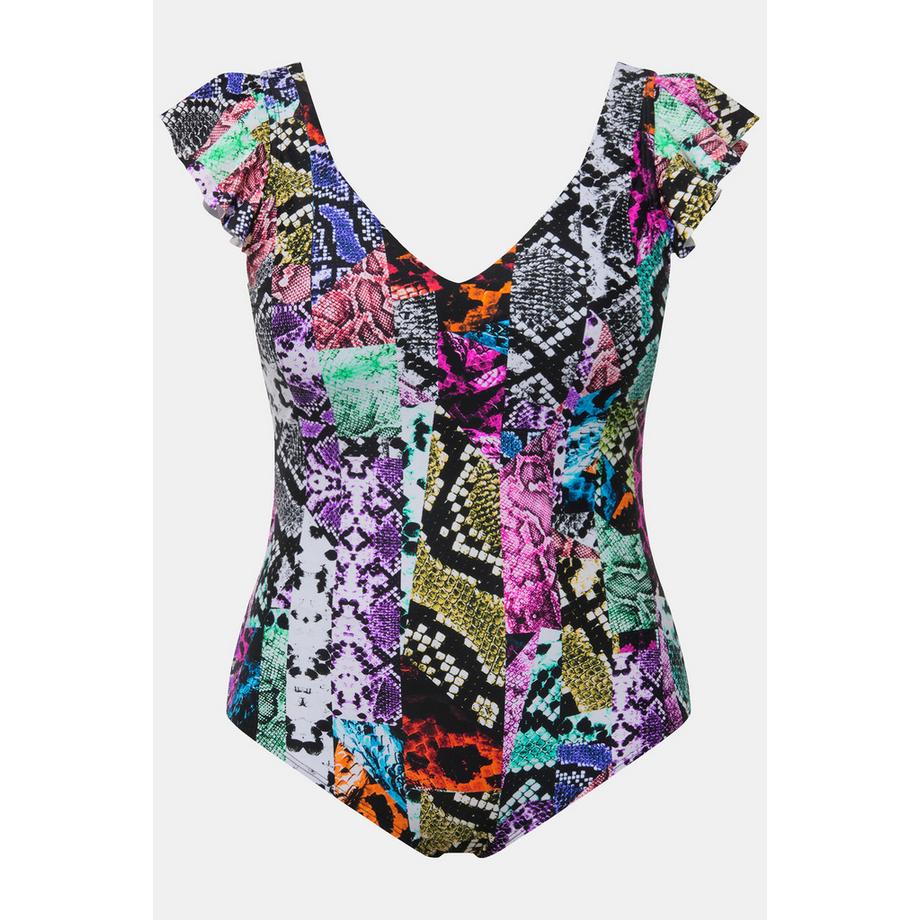 Ulla Popken Badeanzug Mustermix Softcups Flügelärmel  