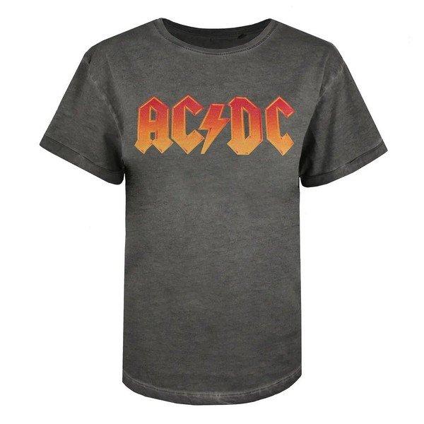 Image of Acdc Tshirt Acid Wash Damen Charcoal Black S