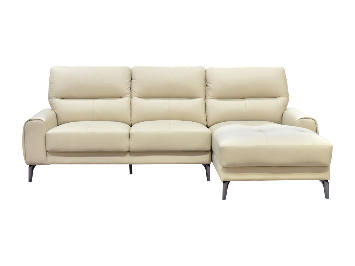 Vente-unique Ecksofa - Ecke rechts - Büffelleder - Beige - VALDANA  