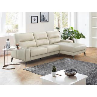 Vente-unique Ecksofa - Ecke rechts - Büffelleder - Beige - VALDANA  