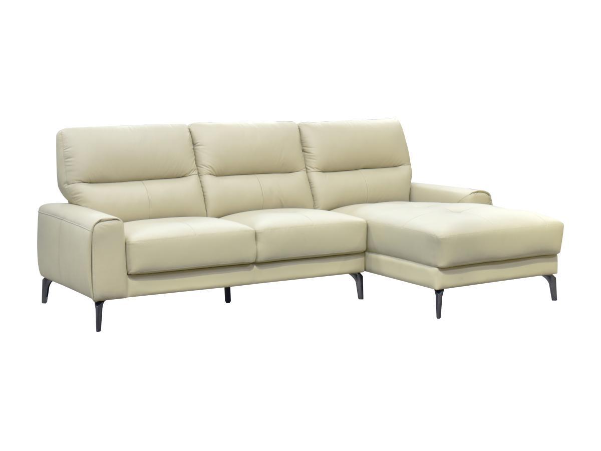 Vente-unique Ecksofa - Ecke rechts - Büffelleder - Beige - VALDANA  