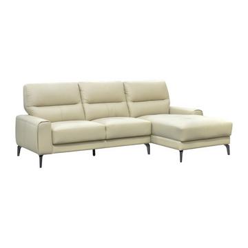 Ecksofa - Ecke rechts - Büffelleder - Beige - VALDANA