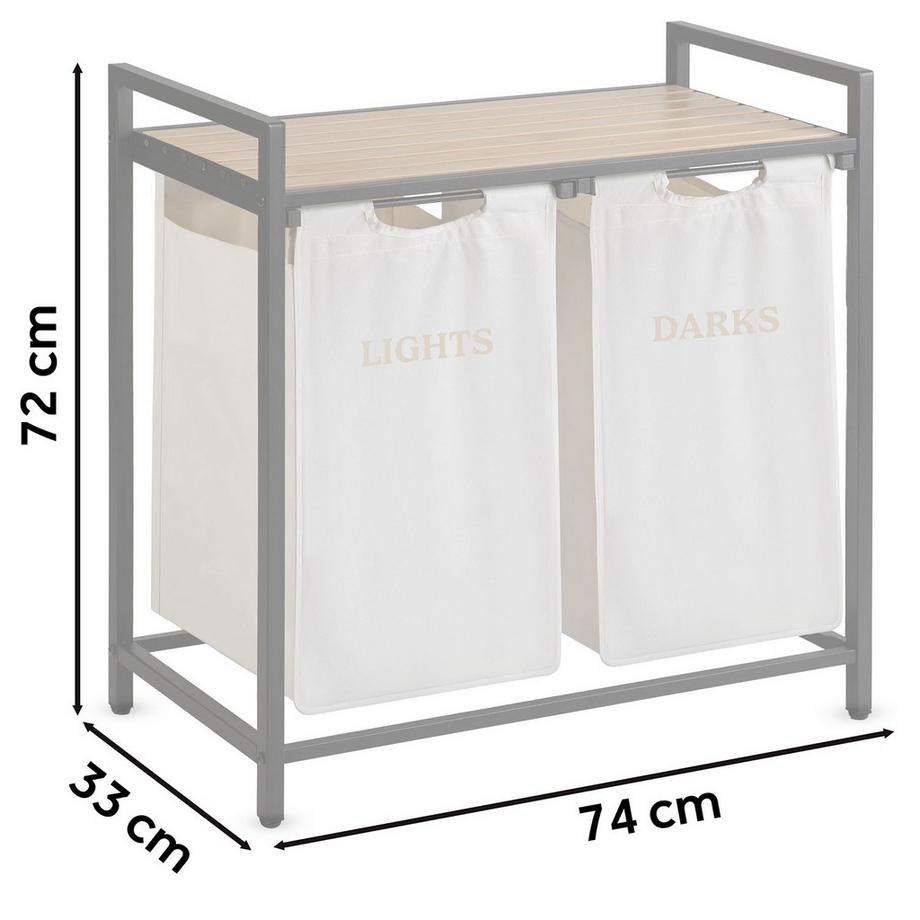 B2X Zweikammer-Wäschekorb auf einem Rahmen  