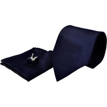Accessoires de costumes | Cravate + Mouchoir + Boutons de Manchette - Bleu Foncé