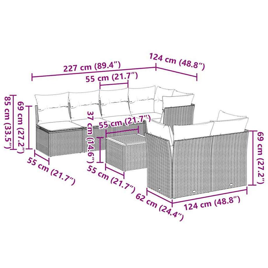 VidaXL Garten sofagarnitur poly-rattan  