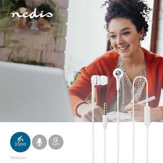 Nedis  Kabel -Kopfhörer | 3,5 mm | Kabellänge: 1,20 m | Invided Mikrofon | Volumensteuerung | Weiß 