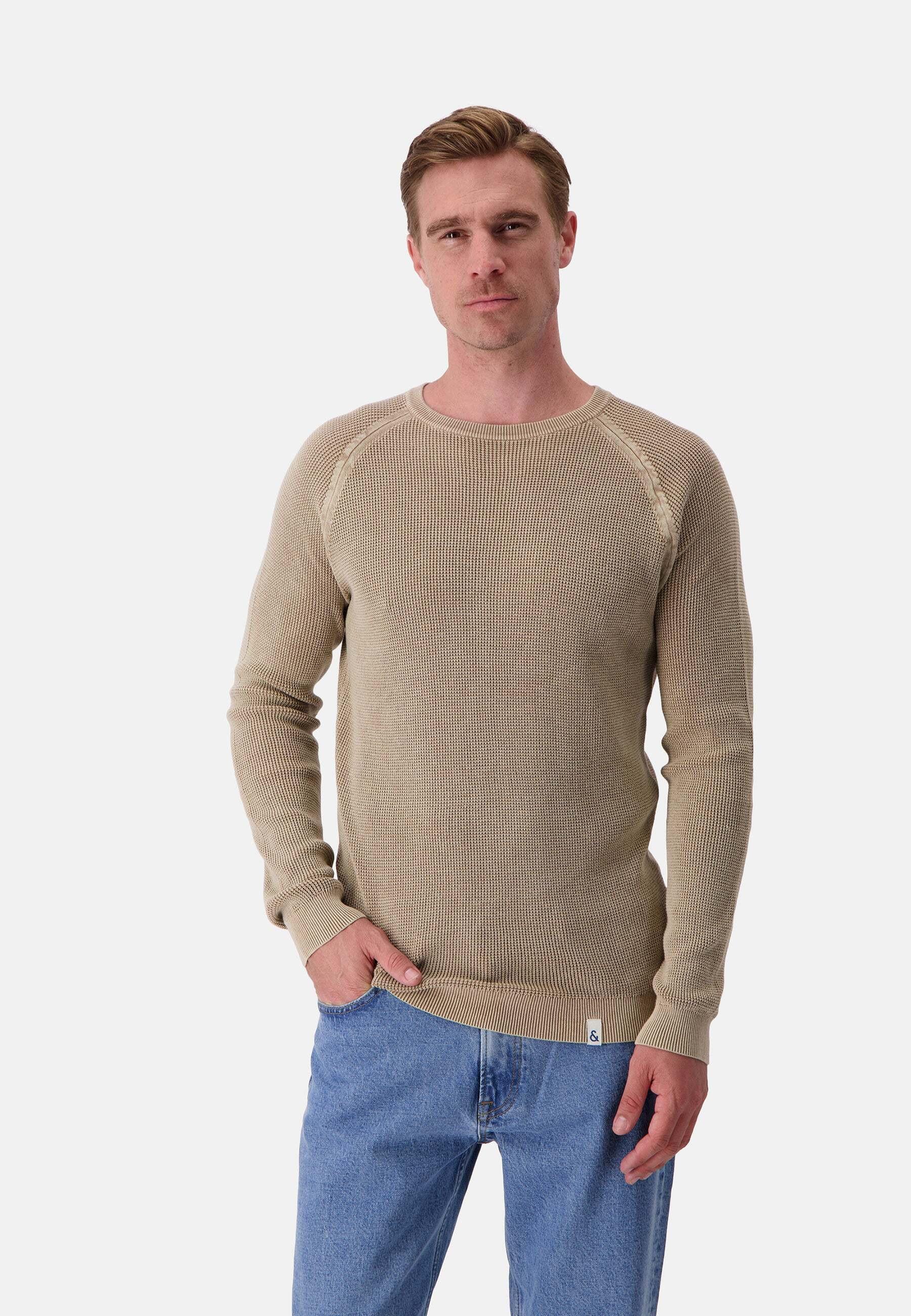 Image of Pullover Roundneck-washed Herren Beige XXL