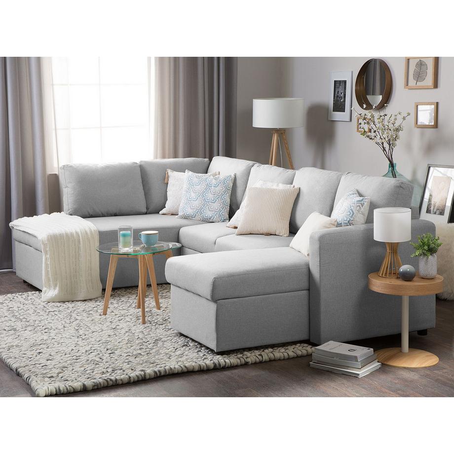 Beliani U-förmiges Sofa aus Stoff Skandinavisch KARRABO  