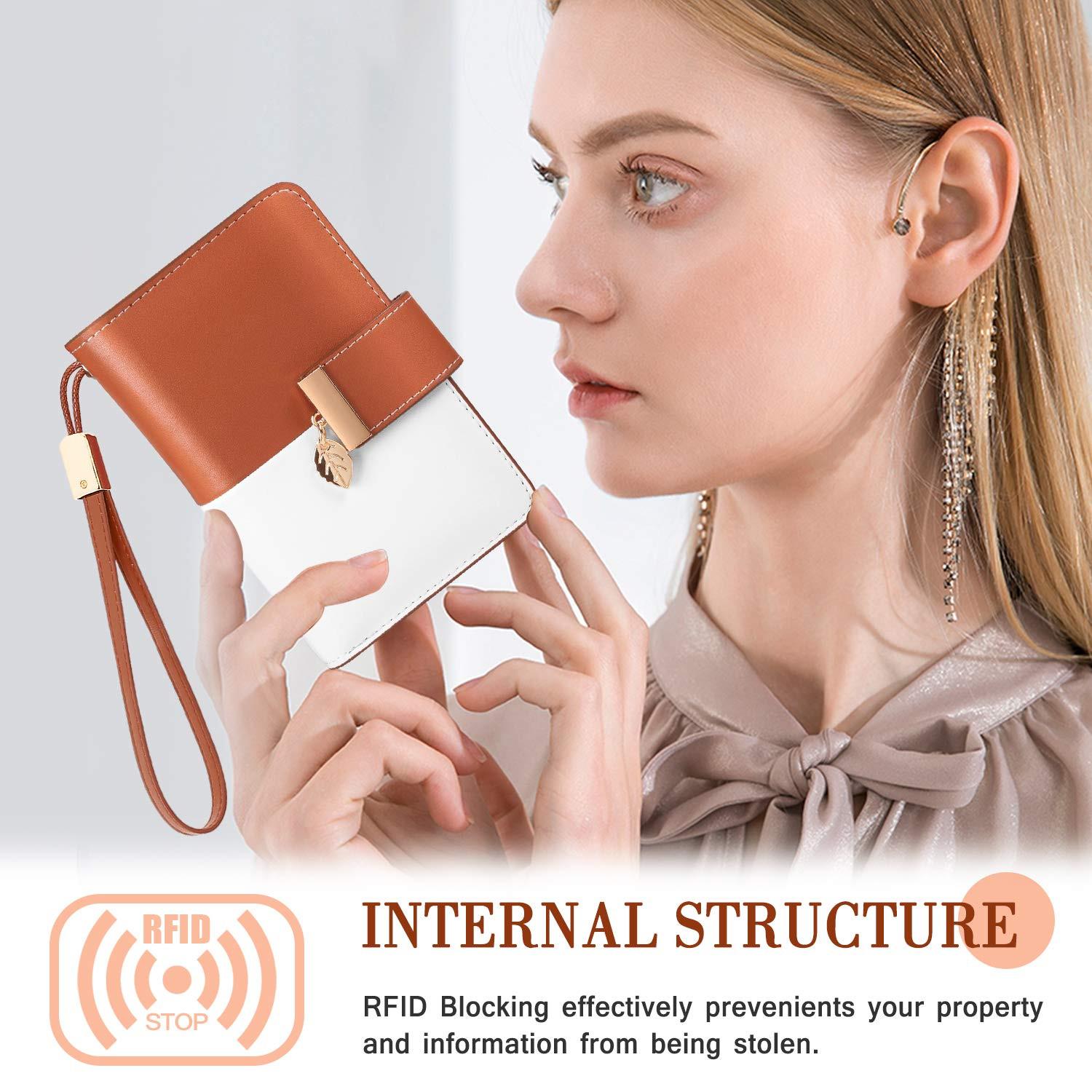 Only-bags.store Portefeuille en cuir avec protection RFID 18 fentes pour cartes chaîne à fermeture éclair et lanière  