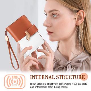 Only-bags.store Portafoglio in pelle con protezione RFID 18 scomparti per carte catena con cerniera e cordino  