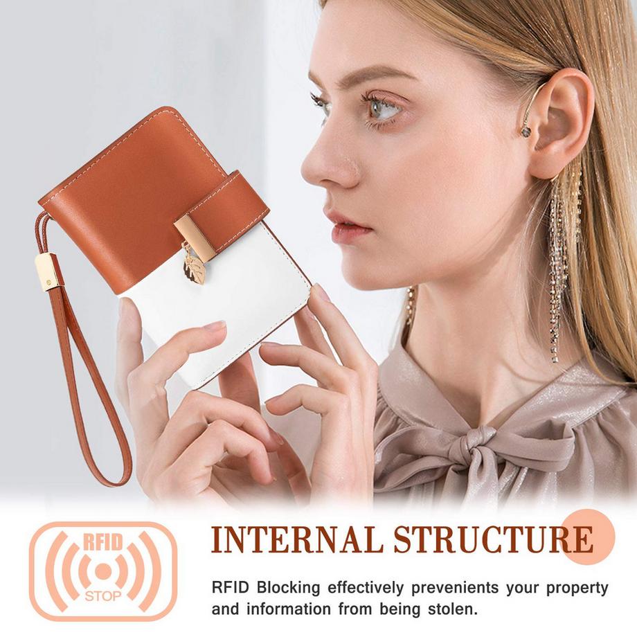 Only-bags.store Ledergeldbörse mit RFID-Schutz 18 Kartenfächer Reissverschlusskette und Schlüsselband  