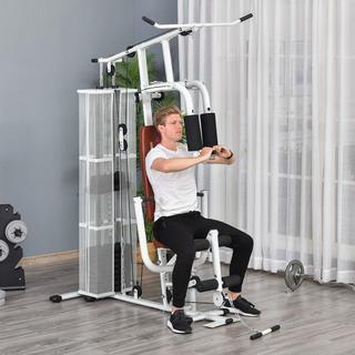 Northio  Fitnessstation für Zuhause, insgesamt 45kg, mit Pressarm, Beinentwickler, Rollenpolstern, PU-Kunstleder, 150 x 110 x 210 cm, Weiß 