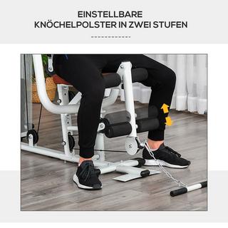 Northio  Fitnessstation für Zuhause, insgesamt 45kg, mit Pressarm, Beinentwickler, Rollenpolstern, PU-Kunstleder, 150 x 110 x 210 cm, Weiß 