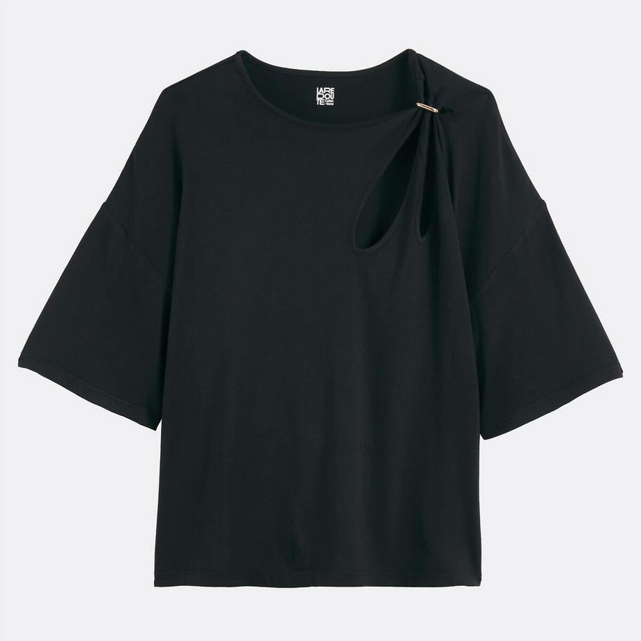 La Redoute Collections T-Shirt Girocollo Maniche Corte con Dettaglio Cut-Out  