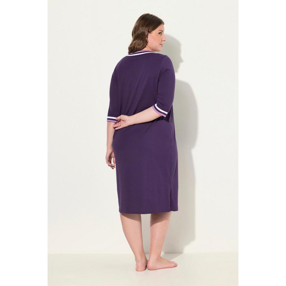 Ulla Popken Camicia da notte Orli Decorativi Scollo a V Maniche 3/4  