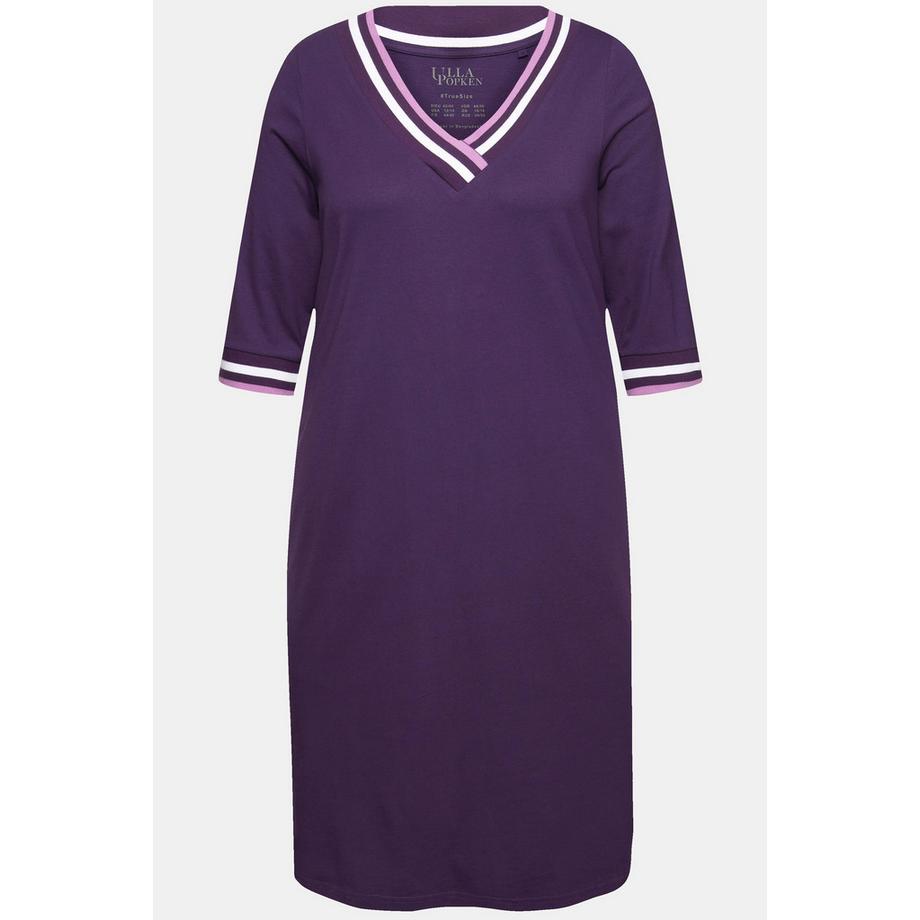 Ulla Popken Camicia da notte Orli Decorativi Scollo a V Maniche 3/4  