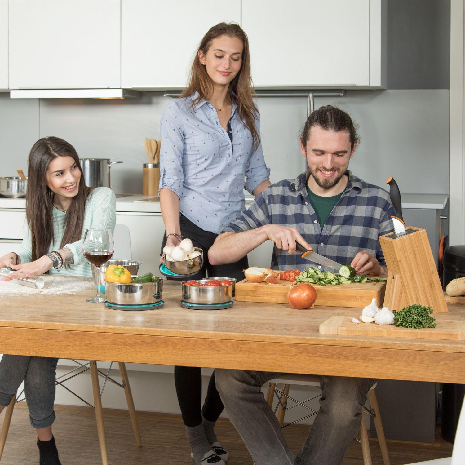 B2X Ceppo portacoltelli in bambù con cannuccia  