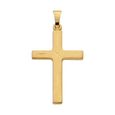 MUAU Schmuck  Anhänger Kreuz Gelbgold 750, 29x16mm 