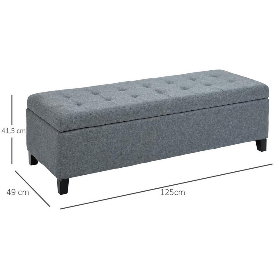 Northio Banc Rembourré Avec Espace De Rangement, Banc De Lit Avec Couvercle, Aspect Lin, Banc Coffre, Banc De Rangement Pour Salon, Chambre À Coucher, Gris  