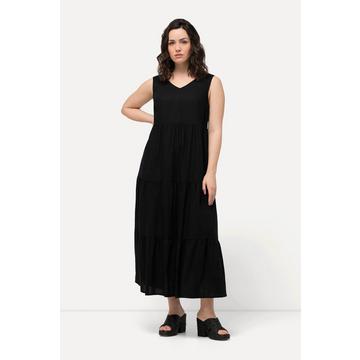 Kleid, Leinenmix, A-Linie, V-Ausschnitt, ärmellos