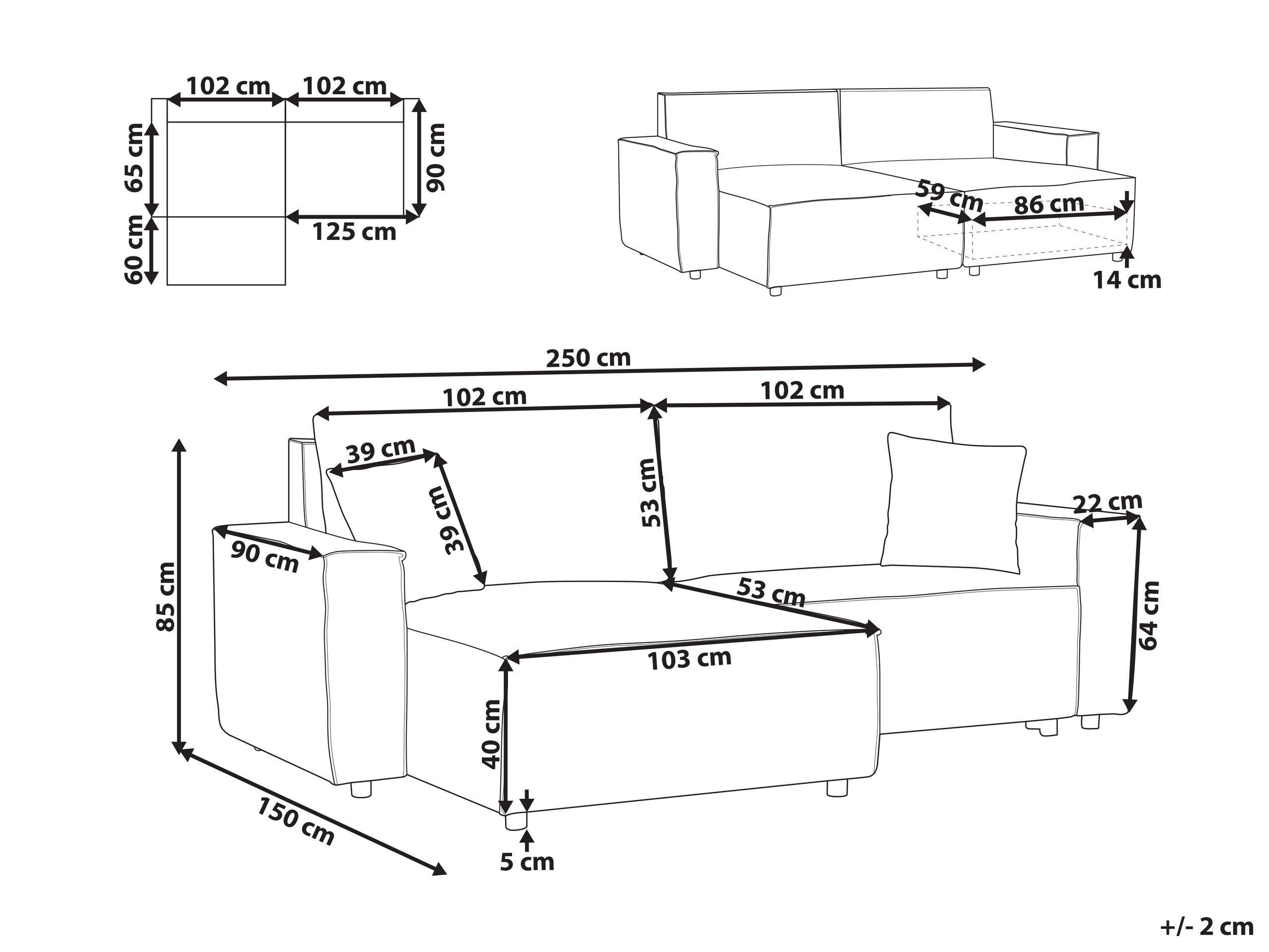 Beliani Canapé d'angle en Polyester Minimaliste KARILA  