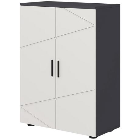 Northio Mobiletto laterale per bagno con doppia anta, mobiletto per bagno con ripiani regolabili, mobiletto contenitore per soggiorno 60 x 30 x 82 cm grigio |  